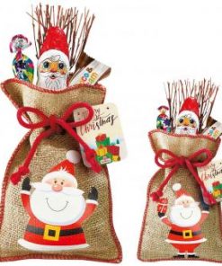 Jute kerstzakje met chocolade