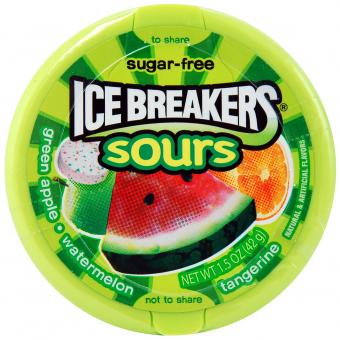 Ice Breakers Sours Green Apple-Watermelon-Tangerine suikervrij
