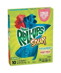 Fruit Roll-Ups Sour Blue Raspberry 10 Rolls