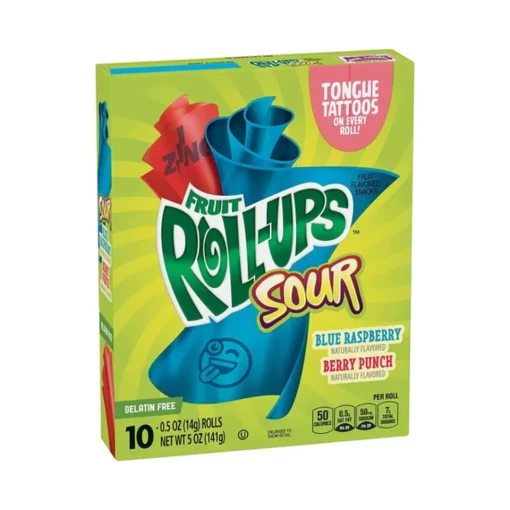 Fruit Roll-Ups Sour Blue Raspberry 10 Rolls